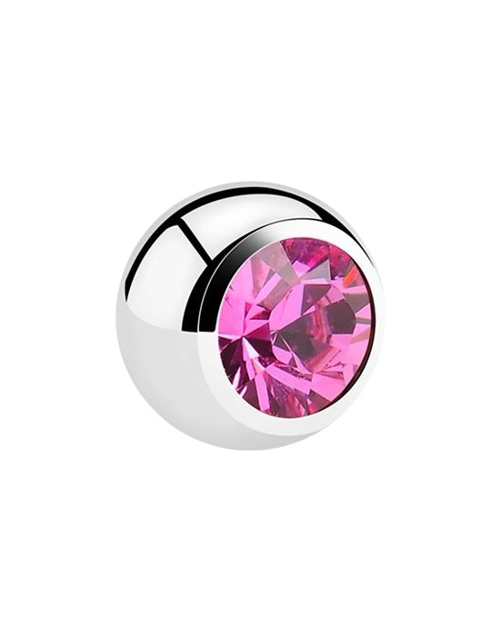 💎Titanium Labret 1,2 mm met donker roze Crystal 3 mm bal – Zilver kleurig