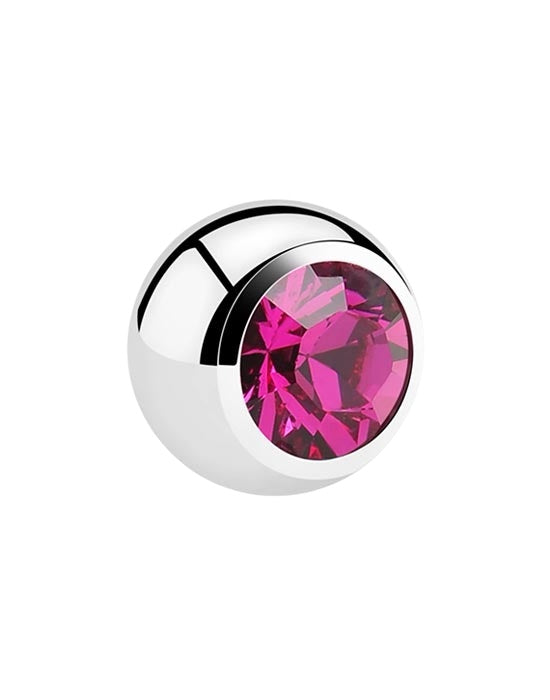 💎Titanium Labret 1,2 mm met fuchsia Crystal 3 mm bal – Zilver kleurig