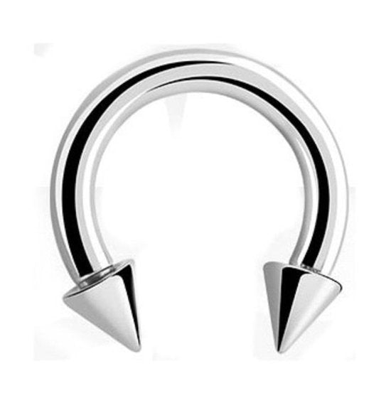 π Titanium 1,2 mm Horseshoe Piercing met cones β Zilver