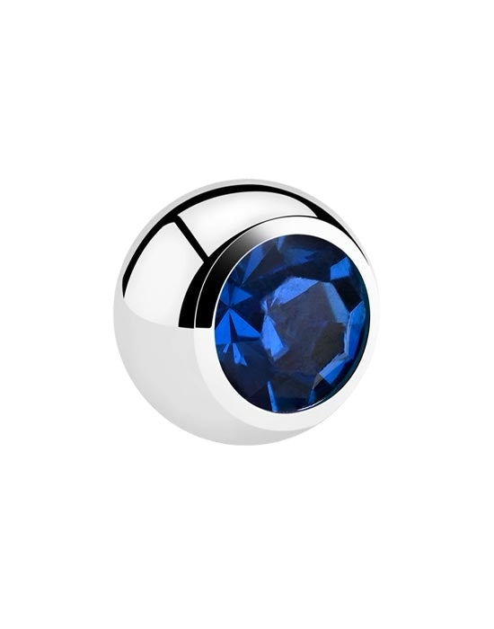 💎Titanium Labret 1,2 mm met donker blauwe Crystal 3 mm bal – Zilver kleurig