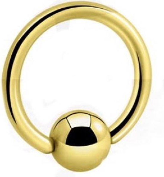 💎 Titanium 1,2 mm Ball Closure Ring – Goudkleurig