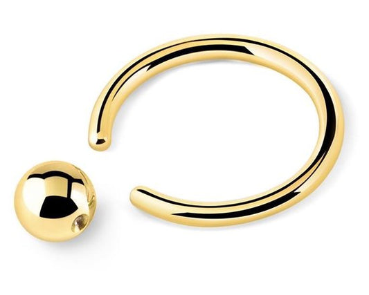 💎 Titanium 1,2 mm Ball Closure Ring – Goudkleurig