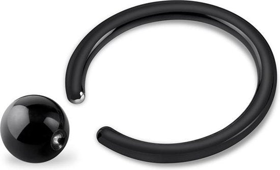 💎 Titanium 1,2 mm Ball Closure Ring – zwart