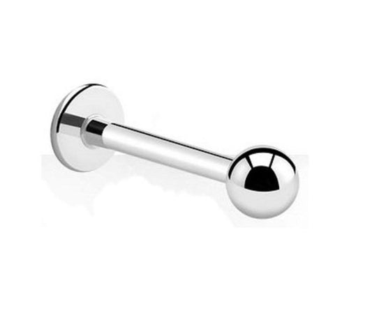 💎 Titanium Labret 1,6 mm met 4 mm bal– Zilver kleurig