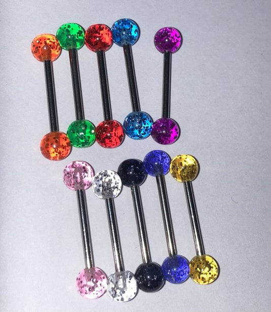 💎 Titanium Tongpiercing Set – 16 mm – 10 Stuks – Multicolor