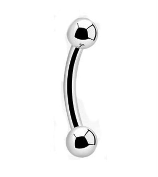 💎 Titanium 1.6 mm Curved Barbell met 4 mm bal– Zilver