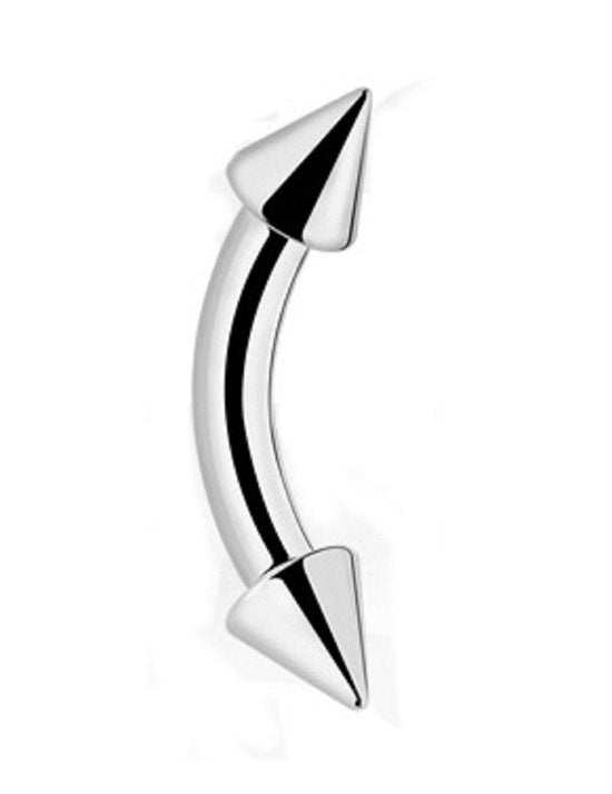 💎 Titanium 1.2 mm Curved Barbell met 3 mm cone – Zilver